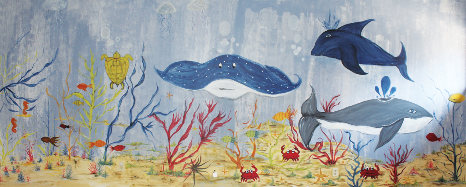 An undersea mural by Melinda in the kid’s art room.