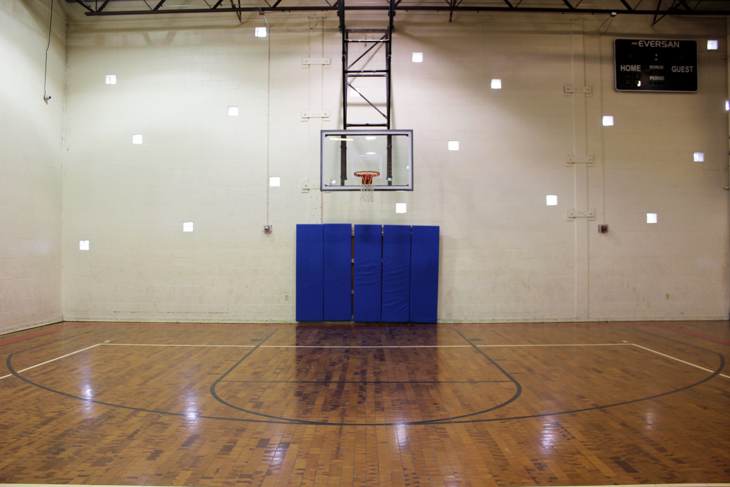 Basketball hoop in the old Boys' Village gym